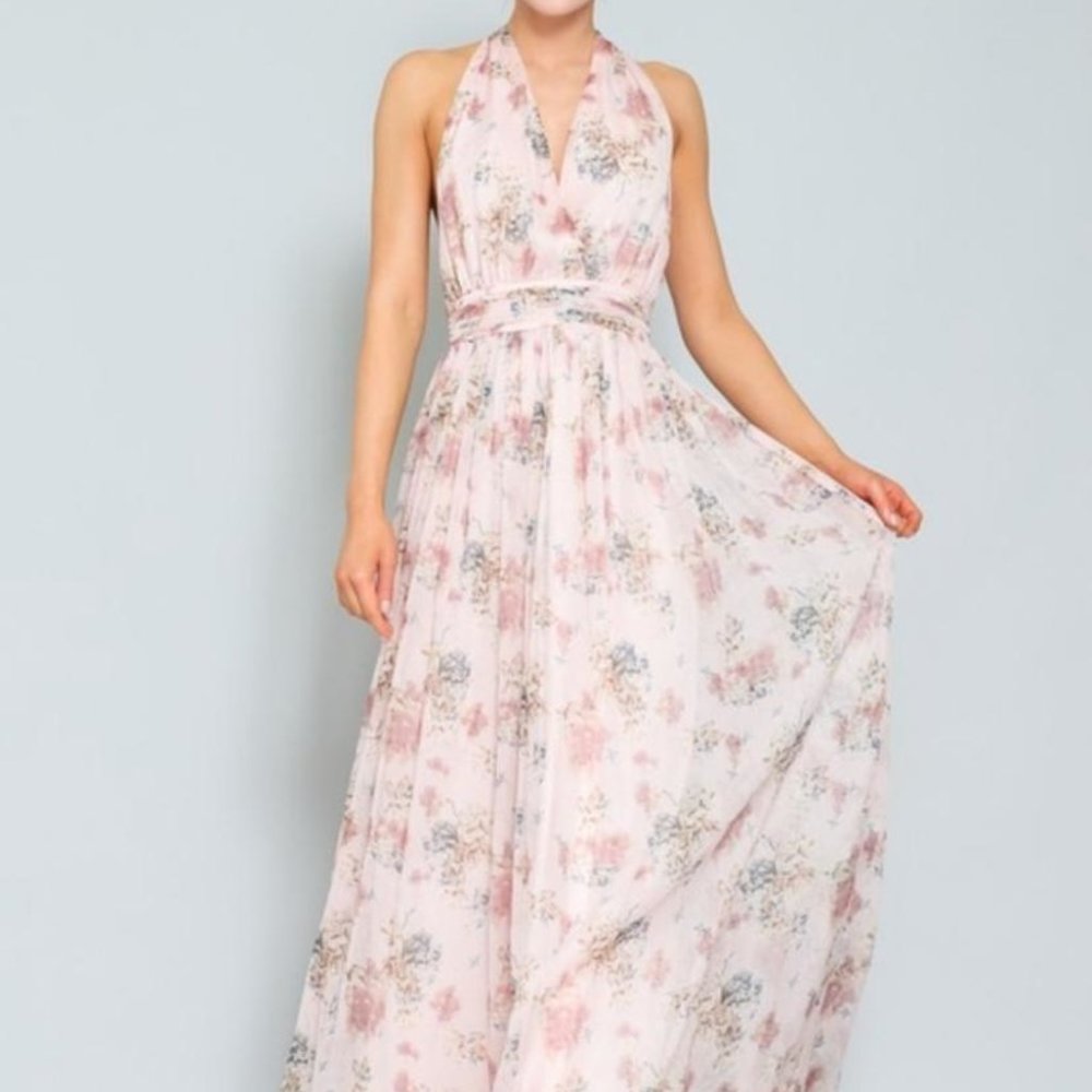 *NWT* AAKAA Floral Halter Maxi Dress